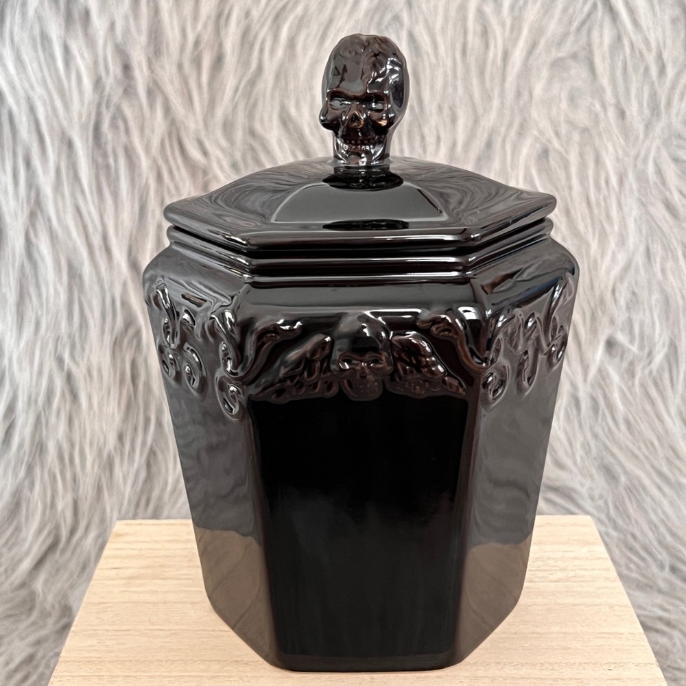 Black Skull Embossed Ceramic Candy Jar • NWT Target Threshold
